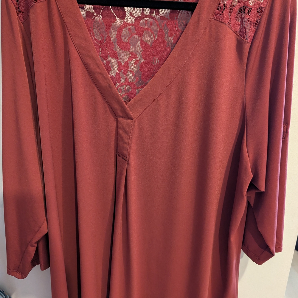 Torrid Rust Blouse with Lace Detail